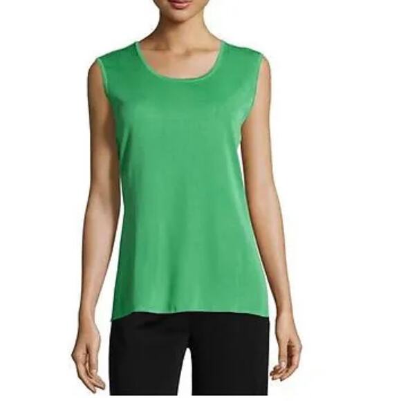 Misook Green Knit Sleeveless Tank Shell Top Size PL - Picture 6 of 6